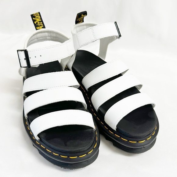 DR.MARTENS Blaire Hydro Leather Sandals Strappy White Platform Style Size 8 EUC - Picture 2 of 9